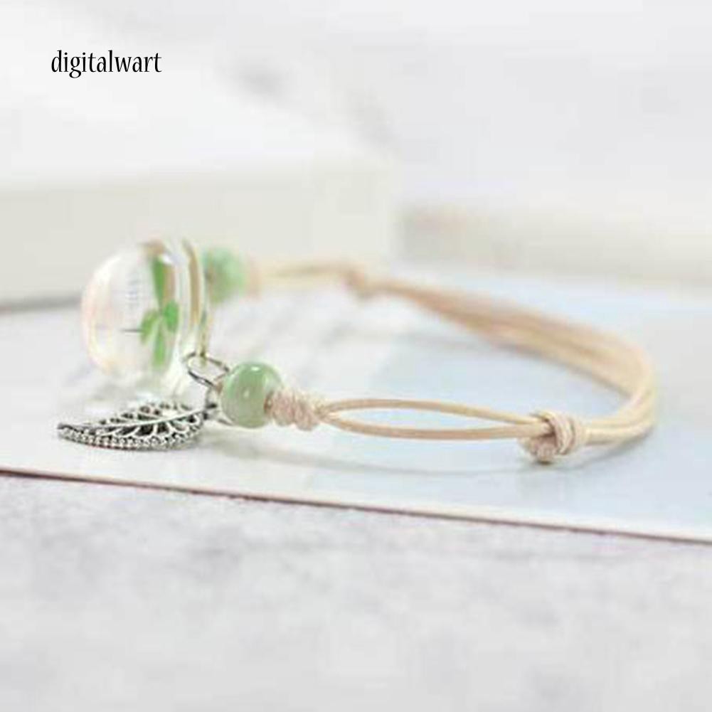 Vòng tay thiết kế phối mặt hình quả cầu thủy tinh chứa hoa lá nhẹ nhàng dễ thương cho nữ | BigBuy360 - bigbuy360.vn