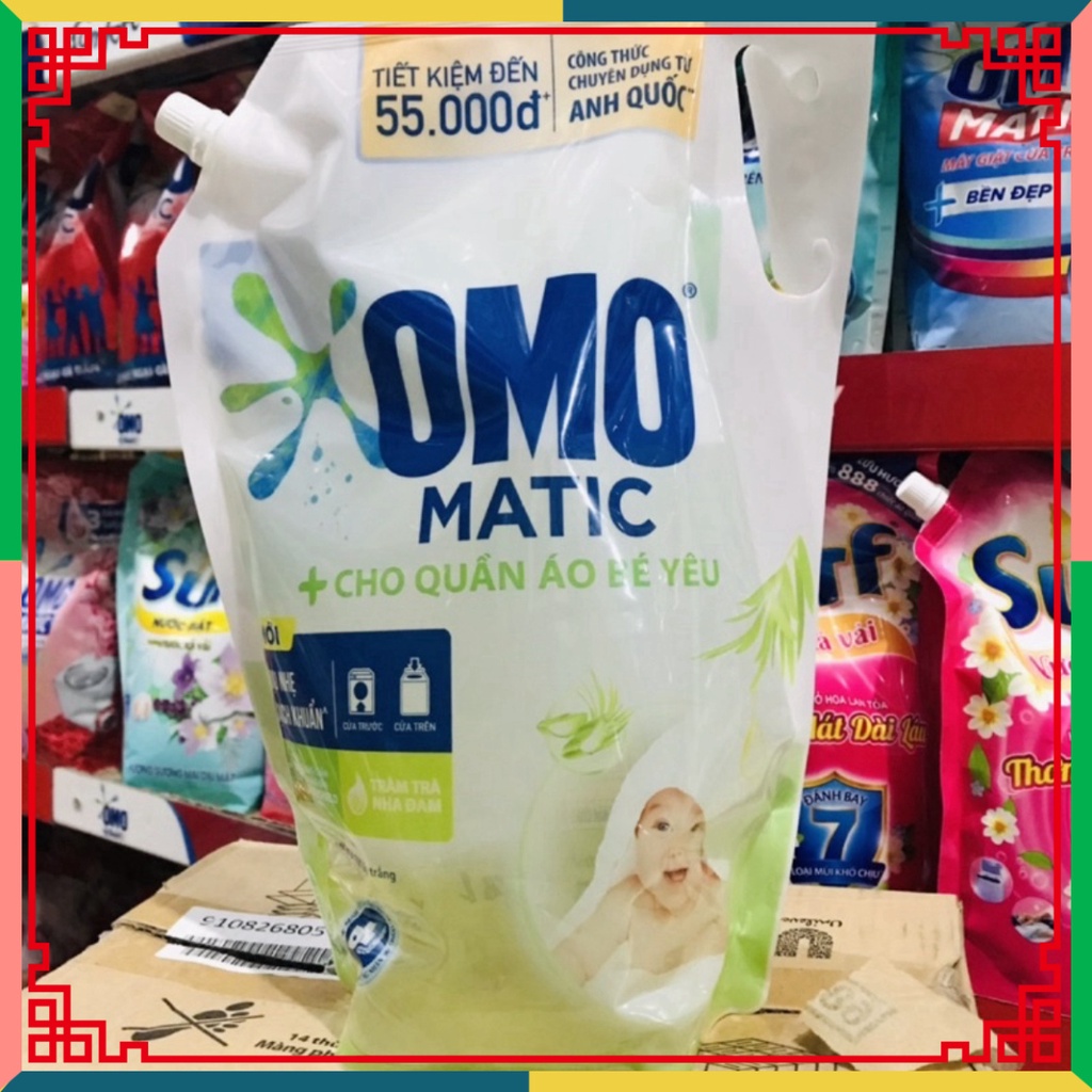 NƯỚC GIẶT OMO MATIC TRÀM TRÀ NHA ĐAM 3,4 KG CHO áo quần BÉ YÊU