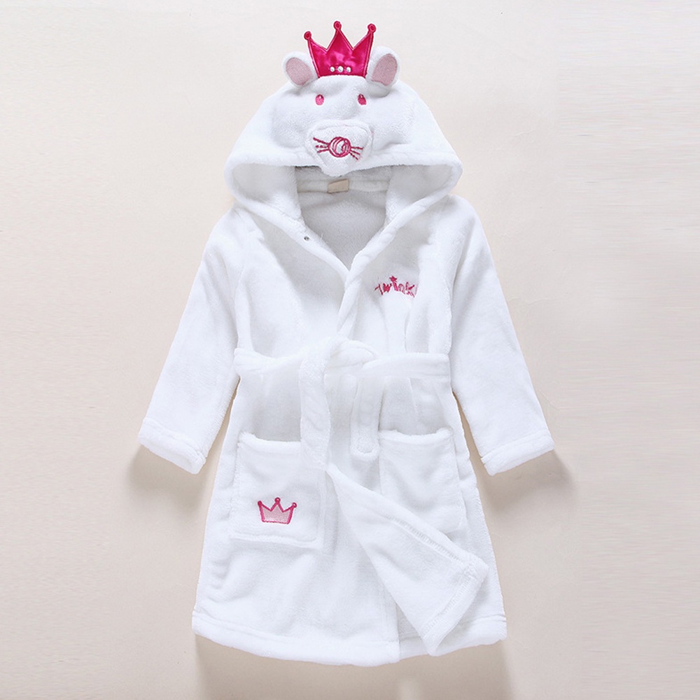 BEAR LEADER Áo Choàng Tắm Có Mũ Trùm Bằng Vải Flannel In Hoạt Hình Dễ Thương Thời Trang Mùa Đông Cho Bé 2-6 Tuổi