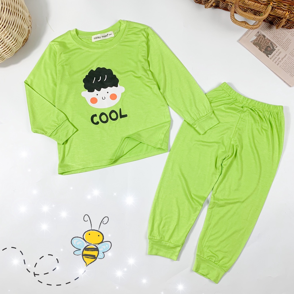 Bộ Dài Tay Chất Thun Lạnh Minky Mom(Bé từ 12-27 ký ) ,Họa Tiết Động Vật Đáng Yêu, Đồ Bộ Trẻ Em Nằm Điều Hòa Thu Đông Từ