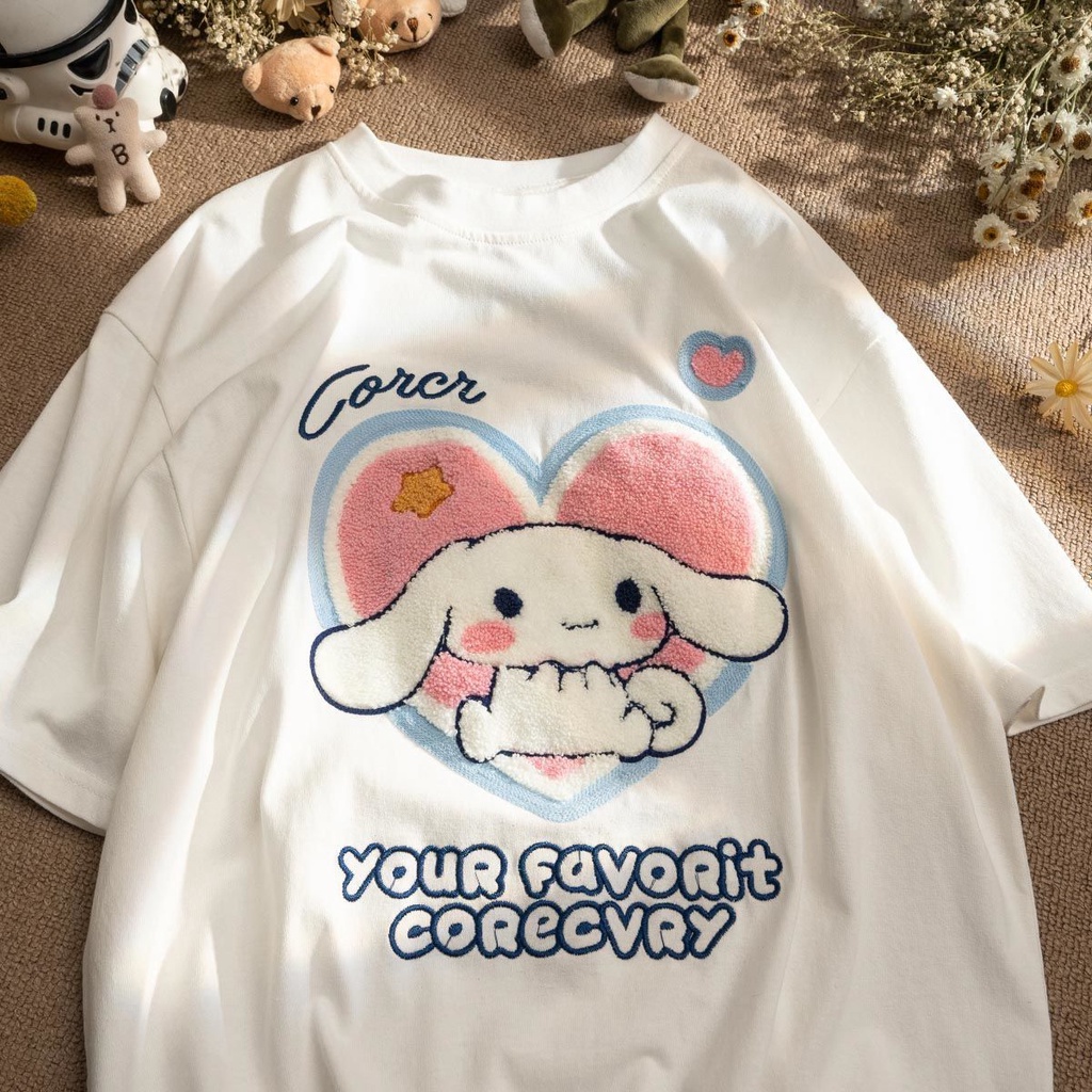 Áo Thun cotton Tay Ngắn Mùa Hè In Hình Cinnamon Hàng Mới Cho Cặp Đôi