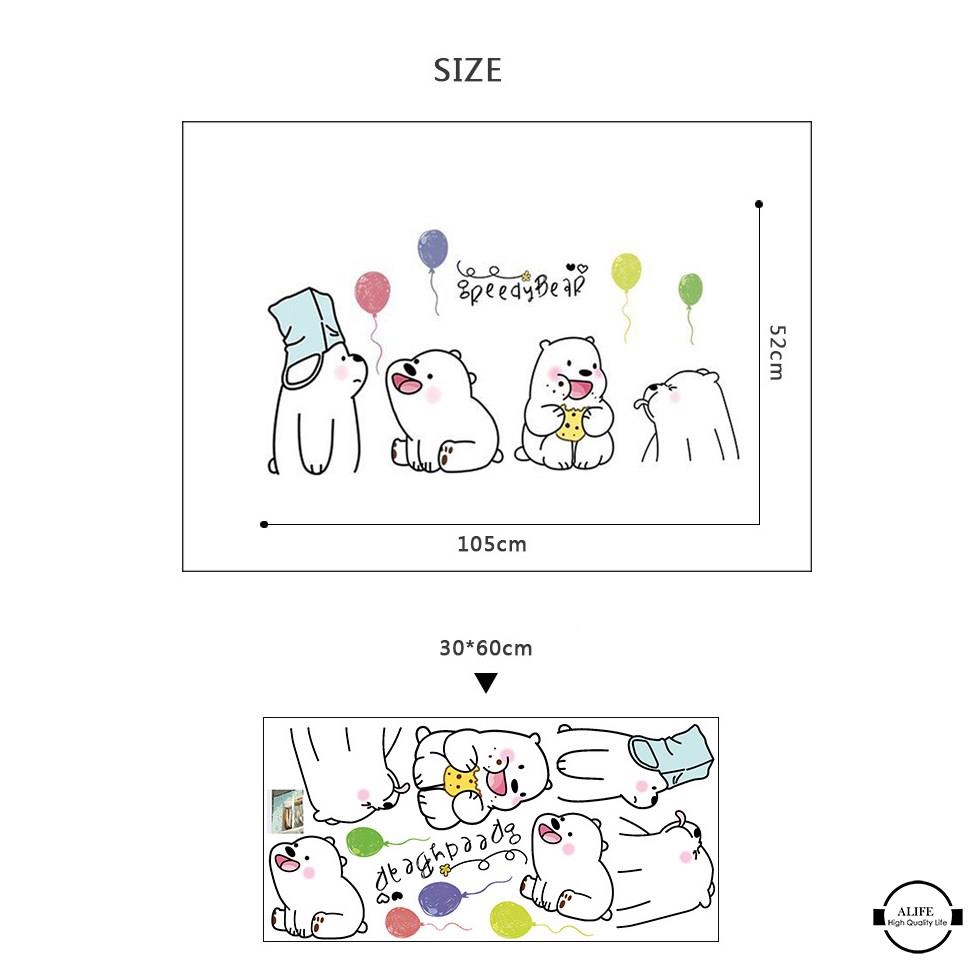 Sticker dán tường hình gấu hoạt hình dễ thương trang trí nhà cửa | BigBuy360 - bigbuy360.vn