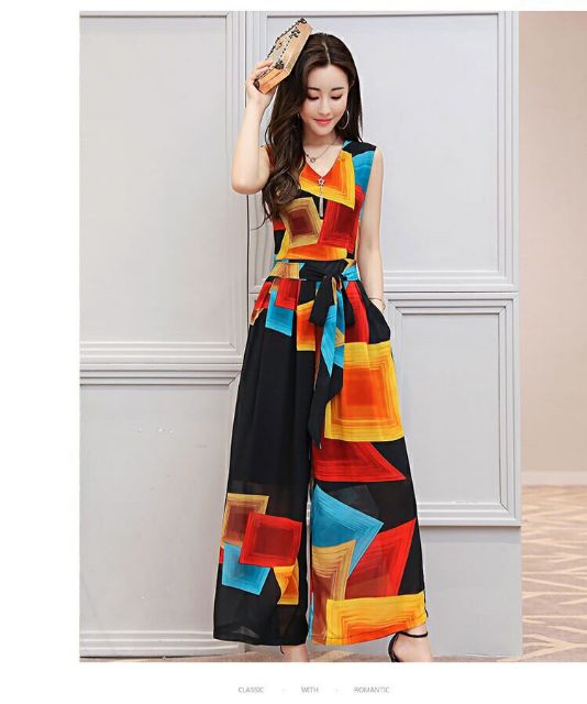Hàng nhập - Jumpsuit dài xô lụa ống rộng