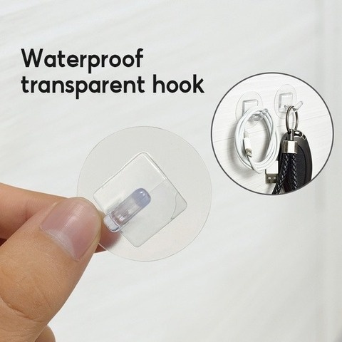 Móc treo đồ dán tường bằng nhựa trong suốt có thể tái sử dụng tiện lợi