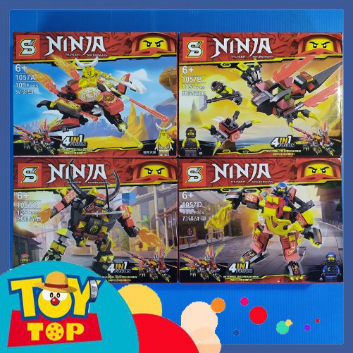 [Một hộp] Đồ chơi lắp ráp Ninjago : Xếp hình Ninja Dragon Master Wu, Kai, Jay , Cole minifigures xếp hình SY1057
