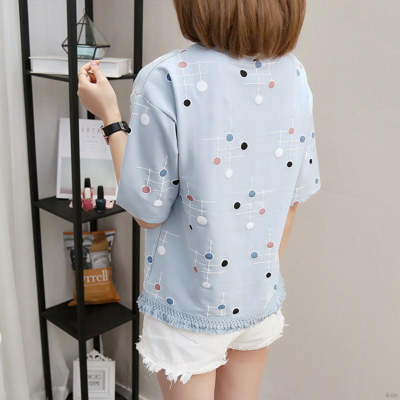 FREESHIP ĐƠN 99K_ Áo Thun Tay Ngắn Cổ Tròn Hoạ Tiết Chấm Bi Thời Trang Mùa Hè Cho Phái Nữ