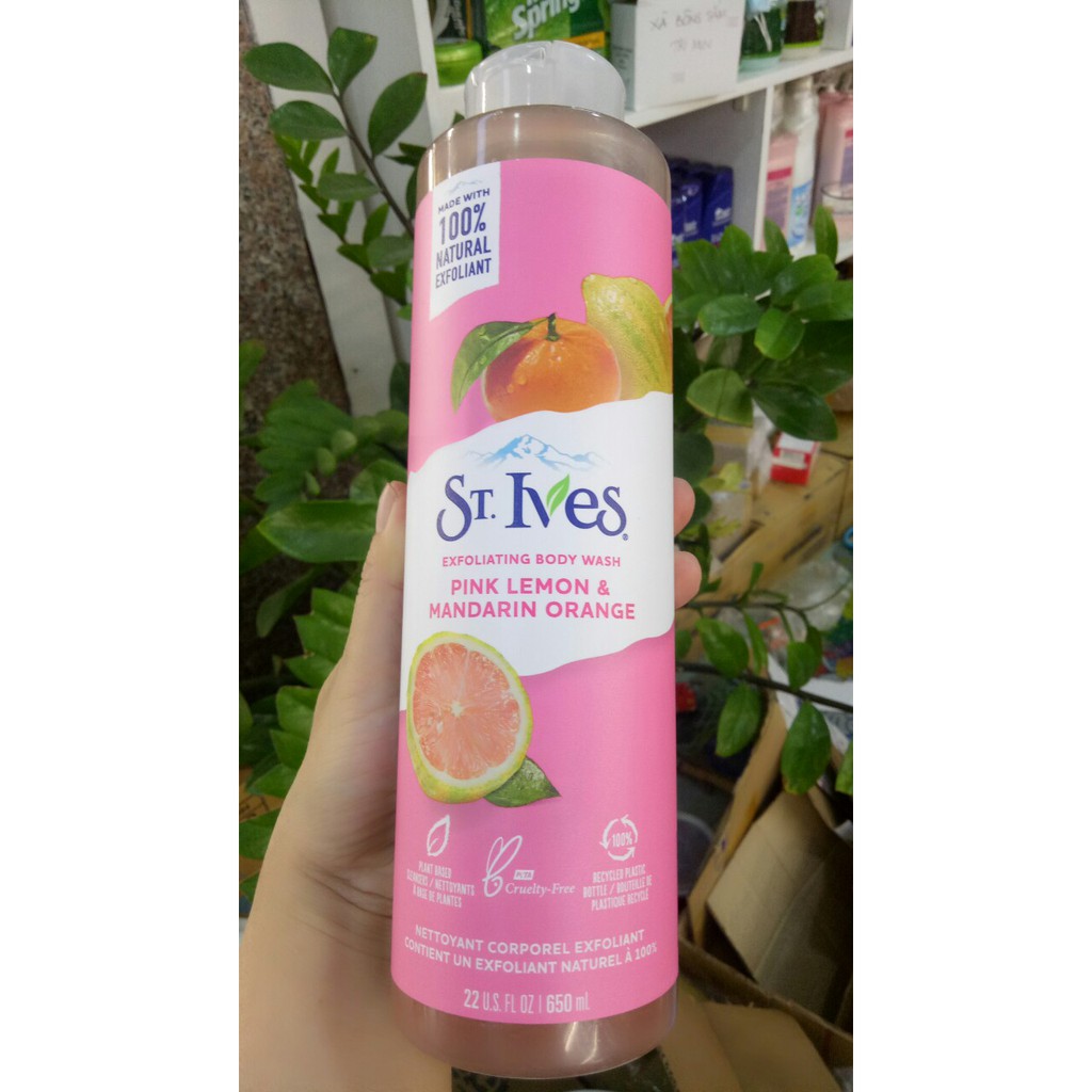 Chai lớn 650ml Sữa Tắm STIVES St.Ives Hương Cam Đào Và Chanh  Pink Lemon &amp; Mandarin Orange Body Wash