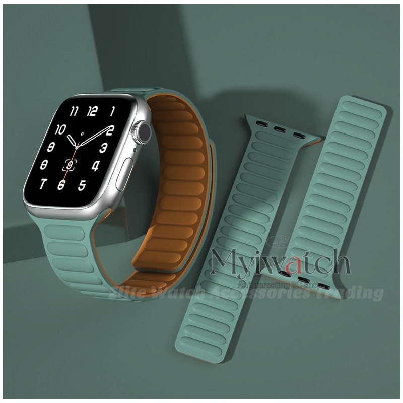 Dây đeo silicone khóa nam châm 44mm 40mm 41mm 45mm 42mm 38mm thích hợp cho iWatch 8 7 6 SE 5 4 3 2 1