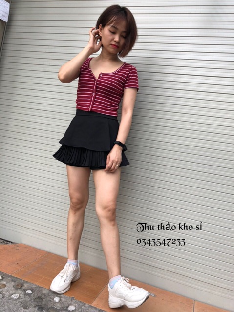 Áo croptop gài nút ( hình chụp thật 100%) 40-56kg