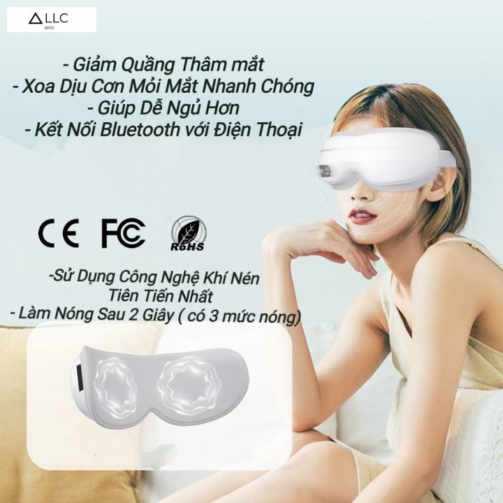 Máy massage mắt công nghệ khí nén Bluetooth Eye Instruement, máy massage giảm nhức mỏi mắt bản 2022
