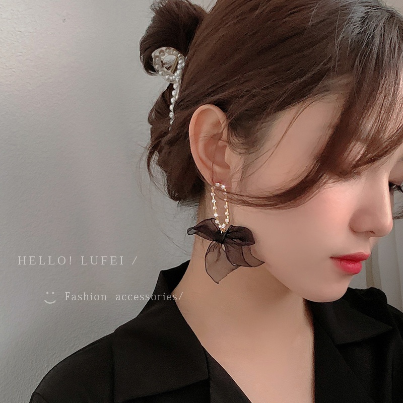 Bông tai nơ đính đá nhân tạo thời trang dành cho nữ