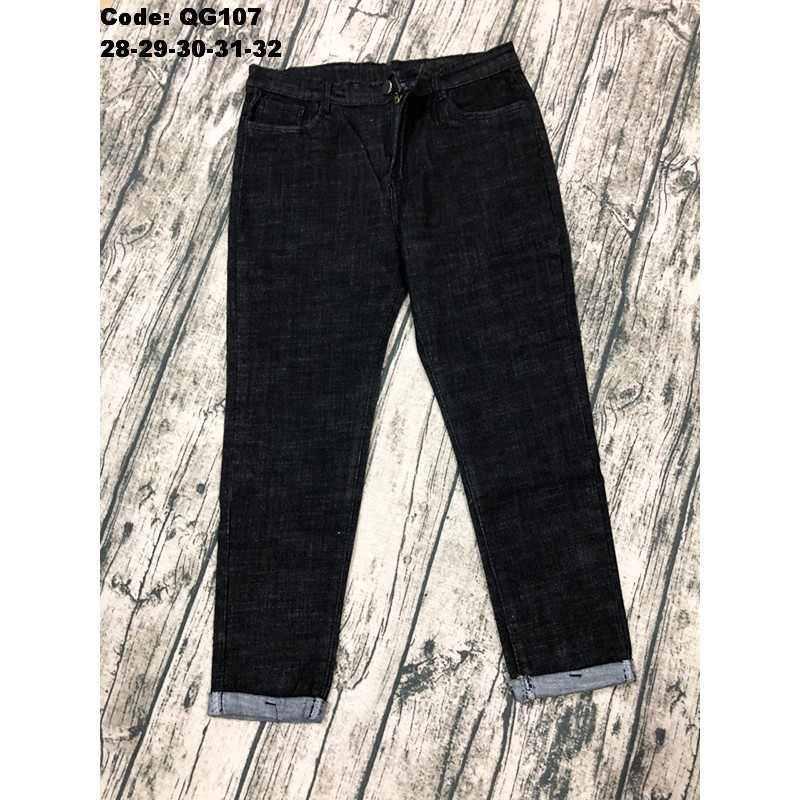 Quần Jean Nữ Kiểu Lỡ 9 Tấc Vải Xước Co Giãn Mạnh