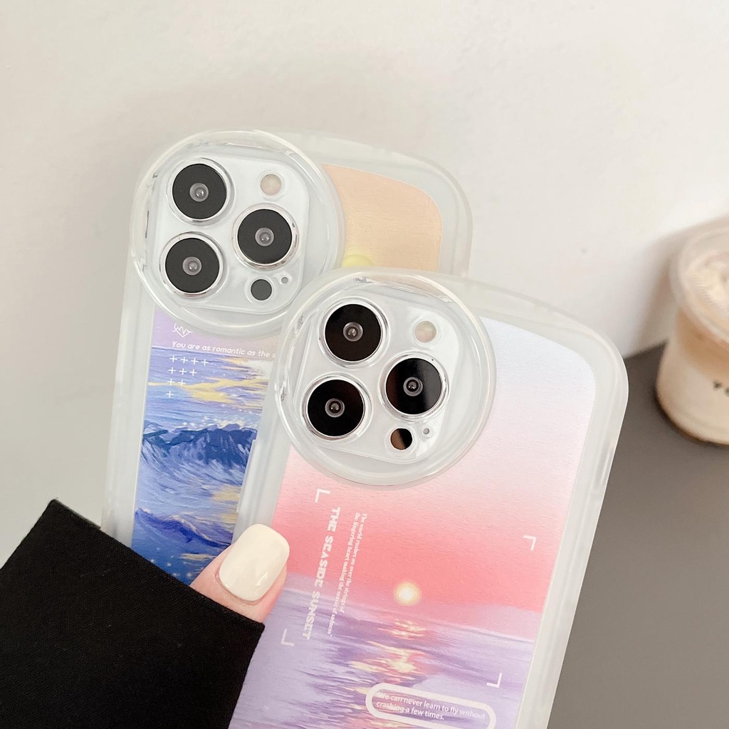 Ốp Điện Thoại Tpu Dẻo Trong Suốt Họa Tiết Mặt Trời Lặn / Hoàng Hôn Cho iPhone 13 12 mini 11 Pro xs max xr 7 / 8plus