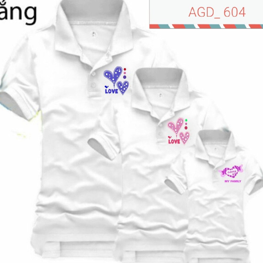 Áo đôi cổ trụ họa tiết trái tim nhỏ _ AGD 604