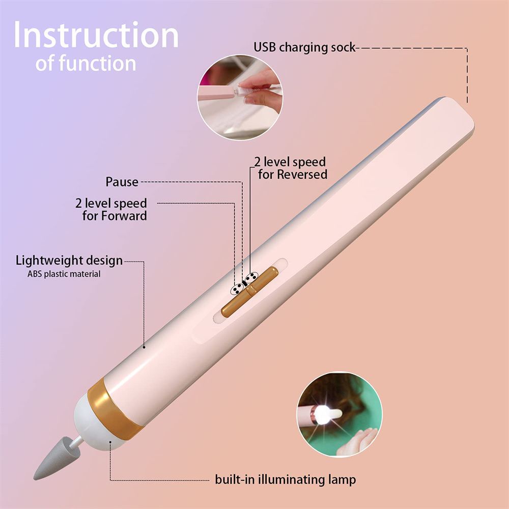 [Hàng mới về] Bộ bút mài dũa móng tay 5 trong 1 không dây sạc USB chuyên nghiệp tiện lợi