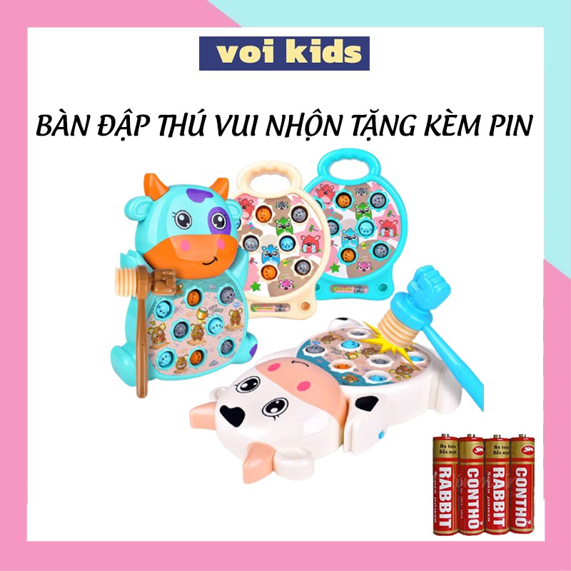 Bàn đập chuột vui nhộn _ có nhạc _kèm búa đập_ cho bé từ 5 tháng đến 5 tuổi_Kích thước  : 21 x 26 x 4.5 cm tặng kèm pin