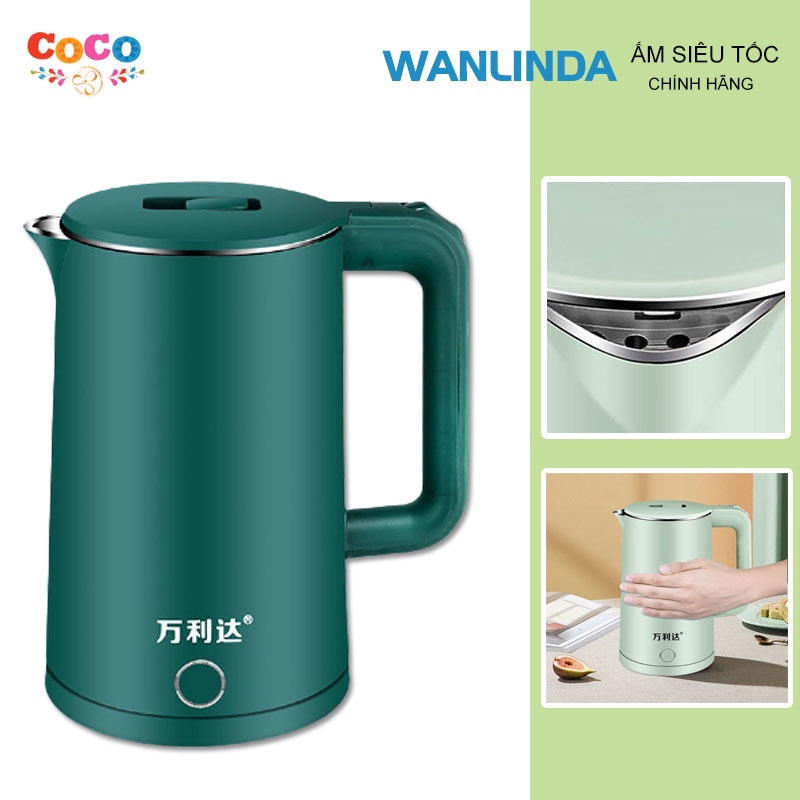 Ấm Siêu Tốc Inox A-01(Dung Tích Lớn 2.3L) - Bình Đun Siêu Tốc 1500W Đun Sôi Nhanh Vỏ nhựa PP an toàn, Lõi thép không gỉ.