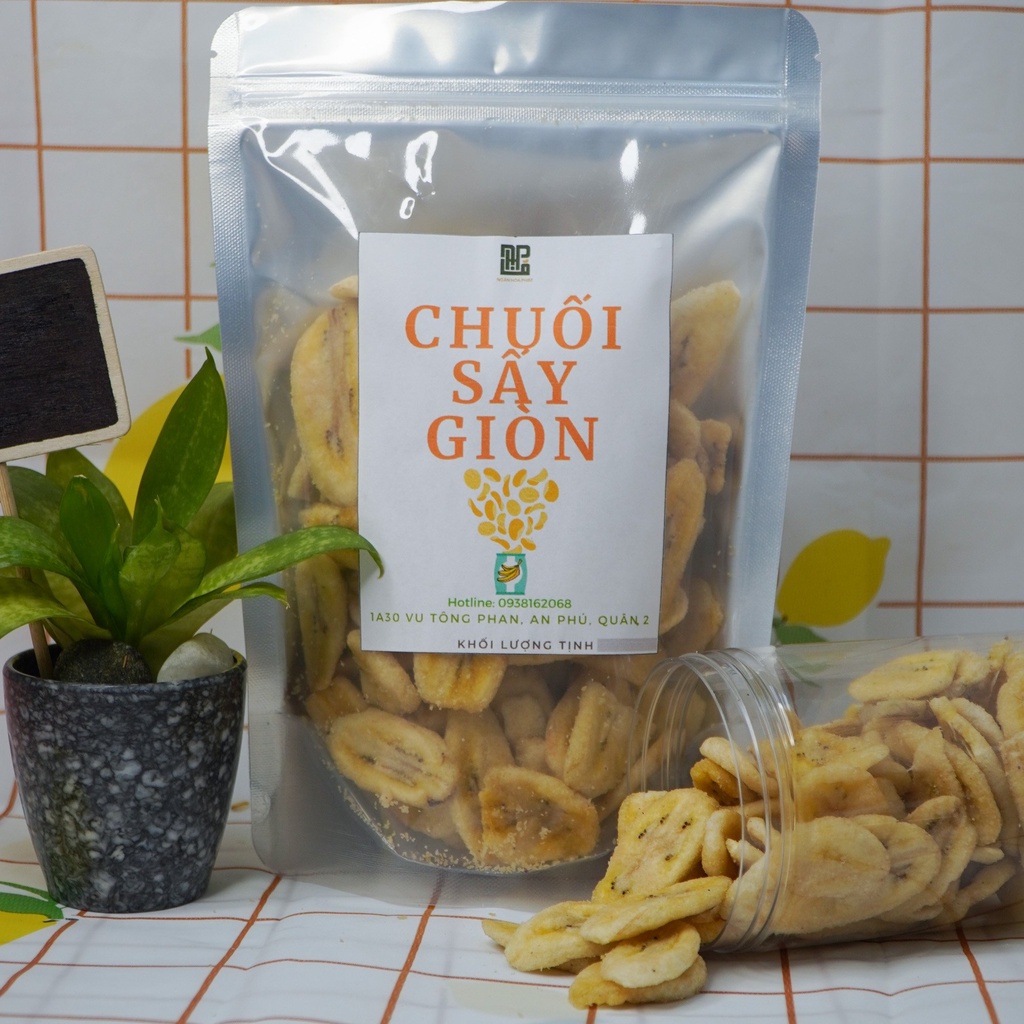 Chuối sấy giòn phồng xốp, ngọt dịu - Hàng xuất khẩu túi 500G