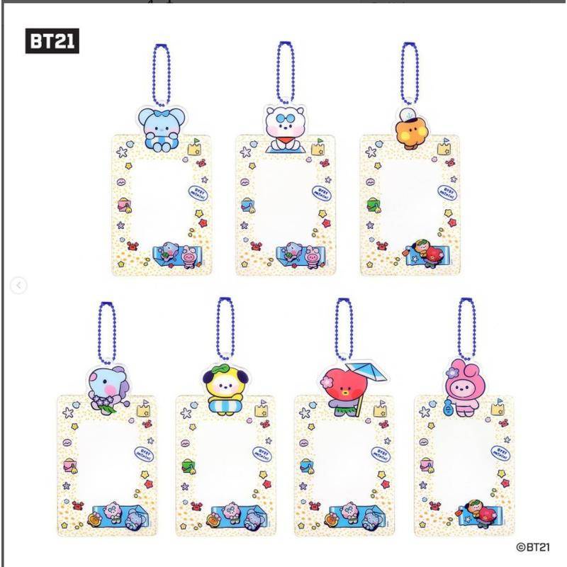 New Beach Party KPOP BTS BT21 Card Holder Cartoon Cute Transparent Card Holders Bank ID Holders Badge Child Bus Card Cover Case kids gfit CHIMMY COOKY KOYA MANG RJ SHOOKY TATA