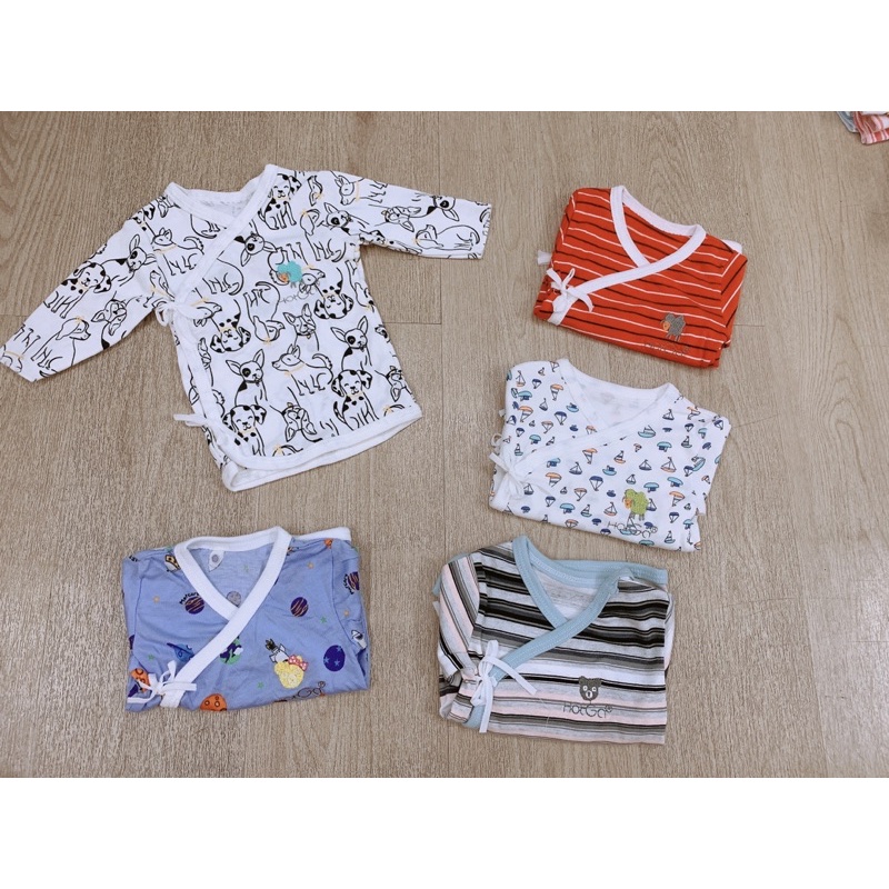 SET 5 ÁO CỘT DÂY HỘT GÀ TAY NGẮN / TAY DÀI CHO BÉ SƠ SINH
