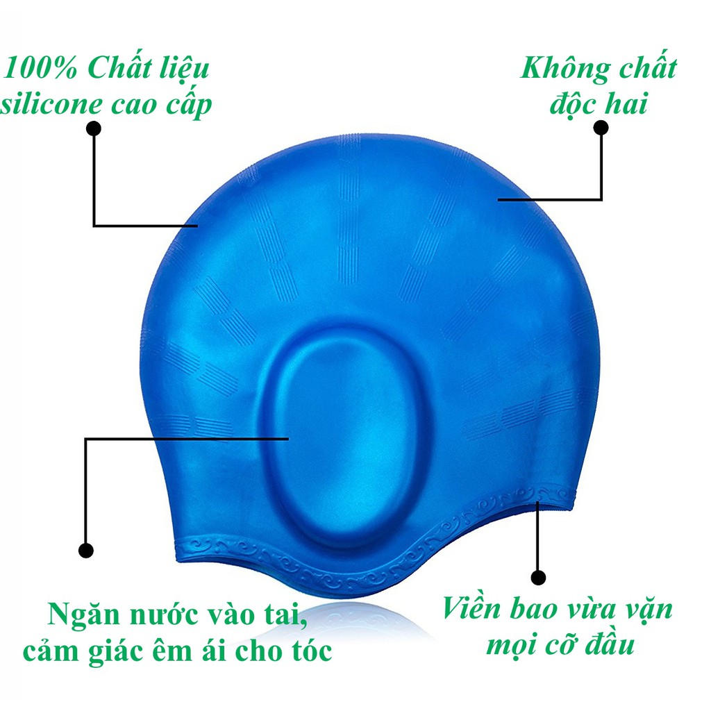 Mũ bơi người lớn, nón bơi cho nam nữ trùm tai SPORTY CA33 nón bơi người lớn chất liệu silicone dùng được cho bé trên 6t