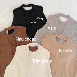 Áo gile len lông thỏ