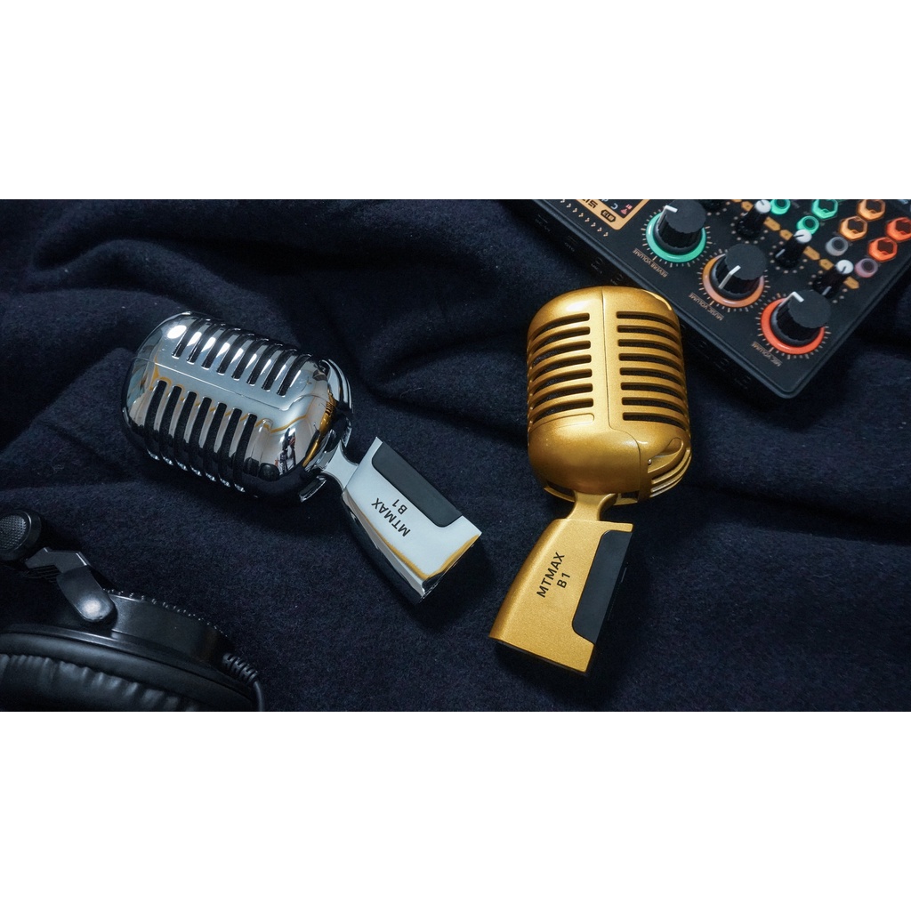 Micro MTMax B1 karaoke sân khấu phong cách vintage (cổ điển) - Mic có dây chuyên dùng cho phòng trà, karaoke livestream