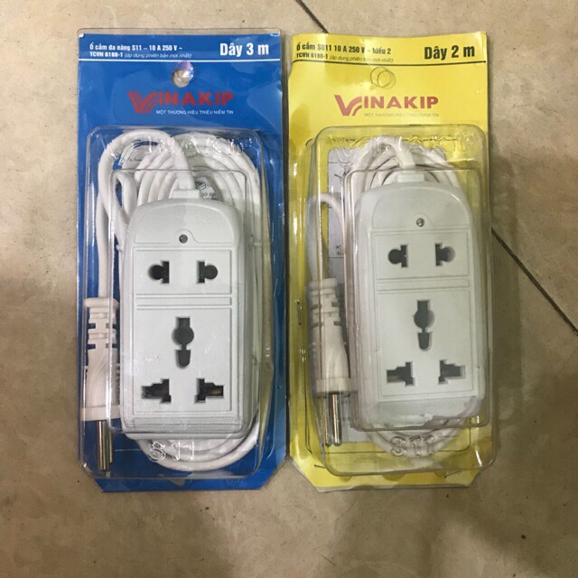 Ổ cắm vinakip du lịch  2 ngả liền dây -