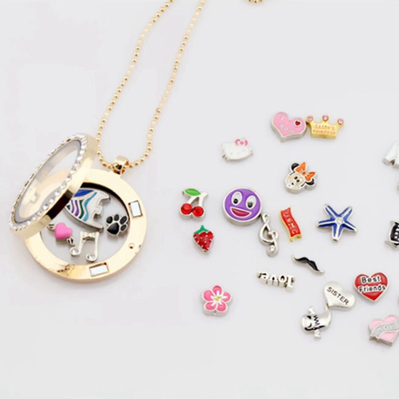 Vòng cổ Mặt Thủy Tinh Tròn Mở Bằng Thép Không Gỉ DIY Mới Dành Cho Nữ