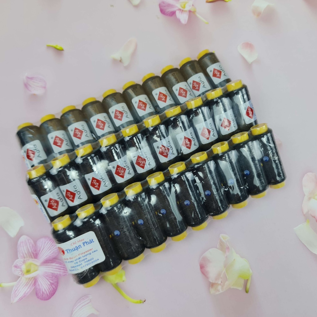 10 cuộn chỉ AGFA Thuận Phát 2000-2500m/ vỉ đủ màu - trắng - đen