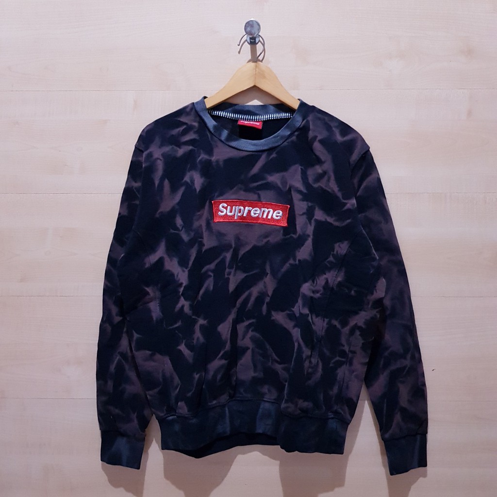 Áo Khoác Sweater Cổ Tròn In Logo Supreme Phối Màu Nhuộm Cá Tính