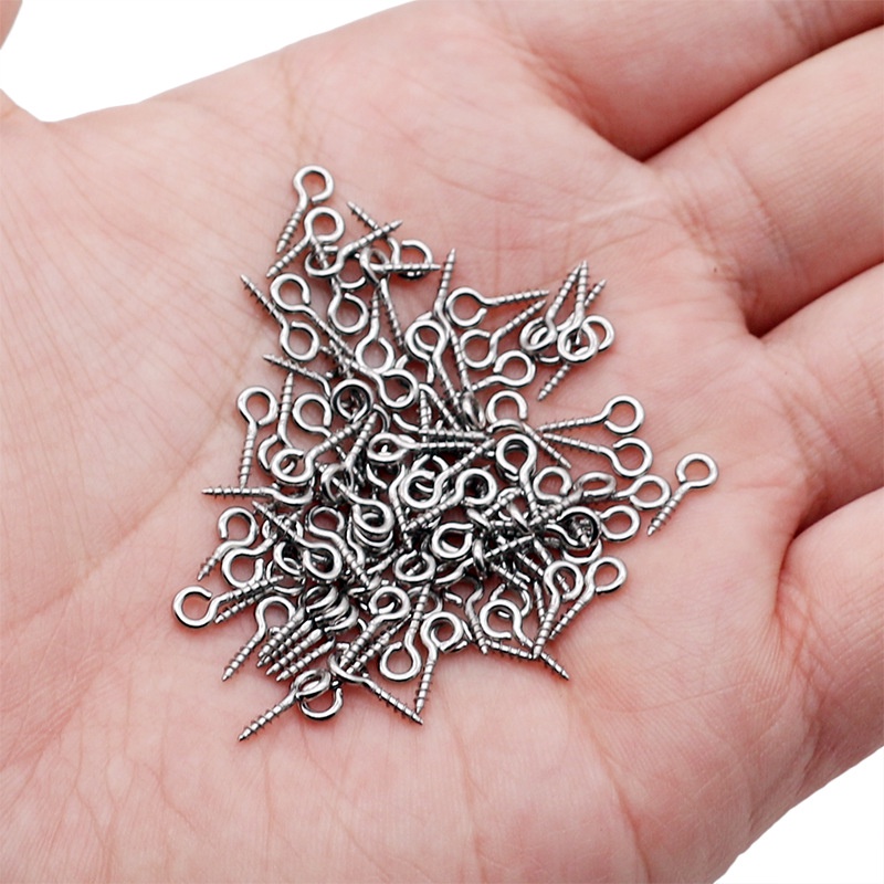 Set 100 Đinh Vít Mắt Cừu 9 Hình Dạng Bằng Thép Không Gỉ Làm Trang Sức Thủ Công DIY
