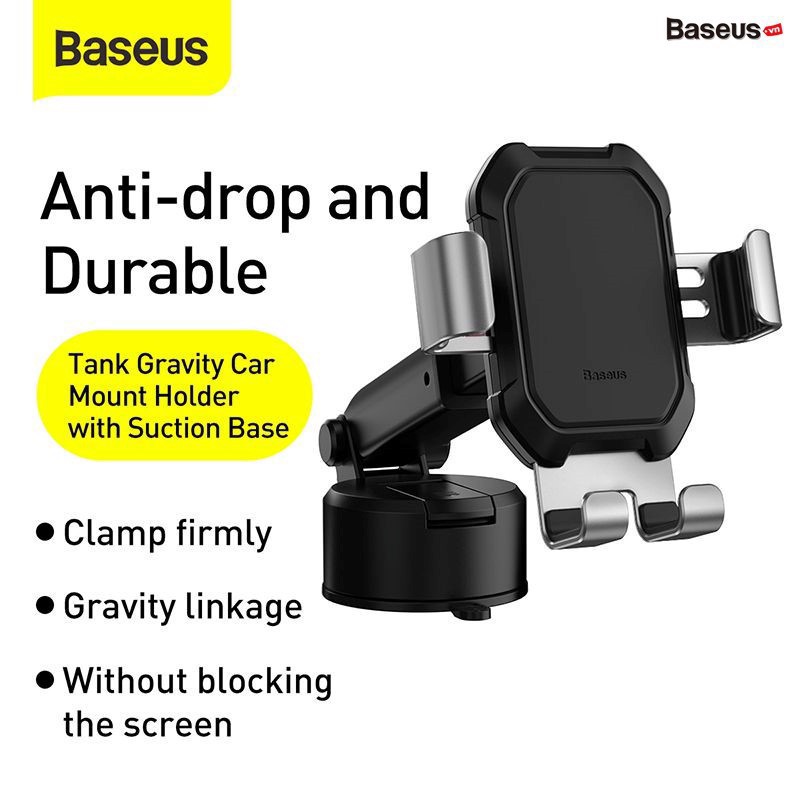Giá đỡ điện thoại hút chân không dùng gắn kính hoặc táp lô trên xe hơi Baseus Tank Gravity Car Mount