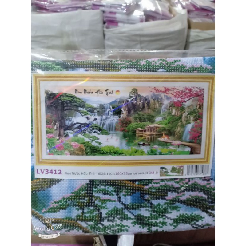 Tranh thêu chữ thập Phong Cảnh Non Nước Hữu Tình KT:120x60cm - 160x75cm