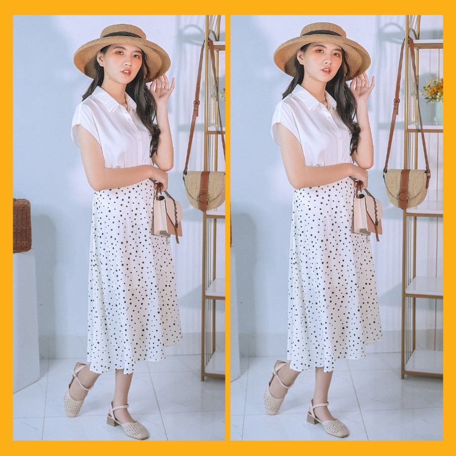 Chân váy dài vintage hoa nhí chân váy đẹp lụa hàn hai lớp 40-80kg | BigBuy360 - bigbuy360.vn