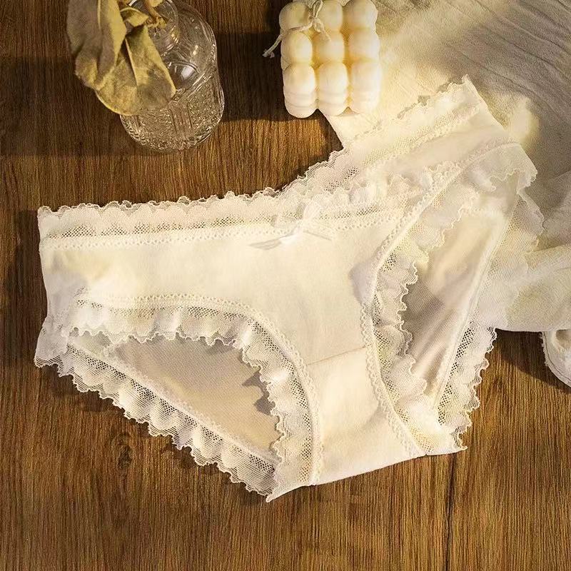 Quần Lót cotton Phối Ren Phong Cách Nhật Bản Quyến Rũ Cho Nữ