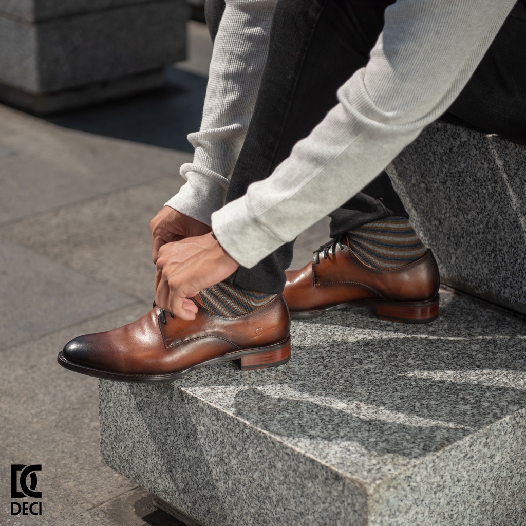 Giày tây công sở DECI dòng Derby màu nâu đen OXFORD AH03