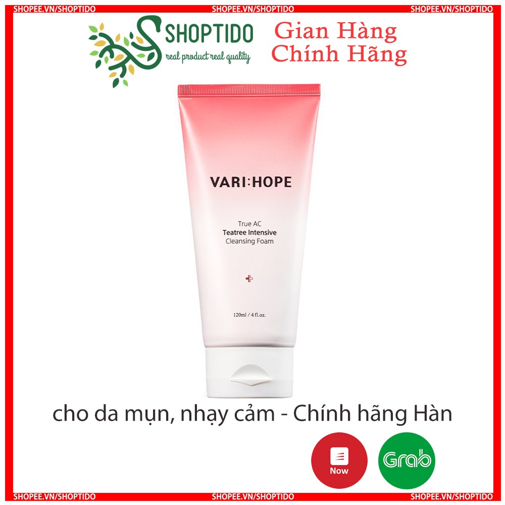 Sữa Rửa Mặt Vari:Hope True AC Teatree Intensive Cleansing Foam dịu nhẹ, lành tính 120ml NPP Shoptido