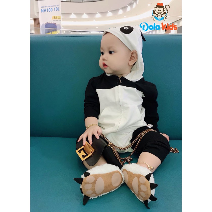 Quần áo trẻ em, trẻ sơ sinh hình thú Gấu Panda vải cotton dài tay cho bé 4 - 15 kg