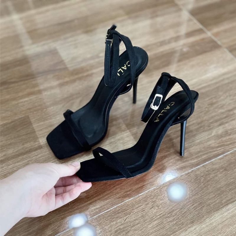 Sandanl calla dây mảnh hở gót cao cấp màu đen 9_10p và  11_12p