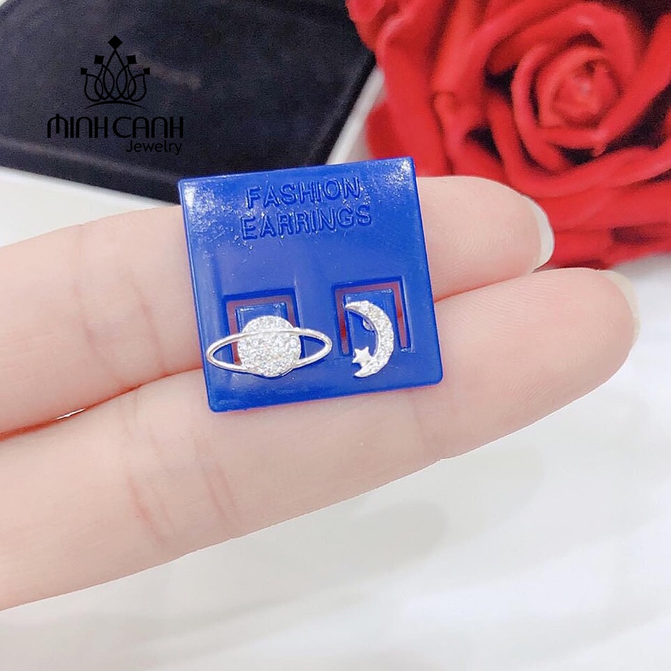 Bông Tai Bạc Trăng Sao Hành Tinh Đính Đá Minh Canh Jewelry