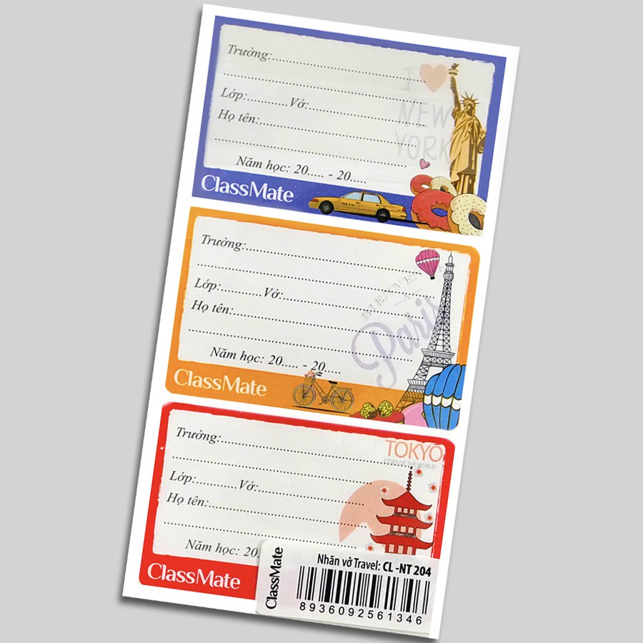 Nhãn vở Travel Classmate NT204 - Tập 15 nhãn