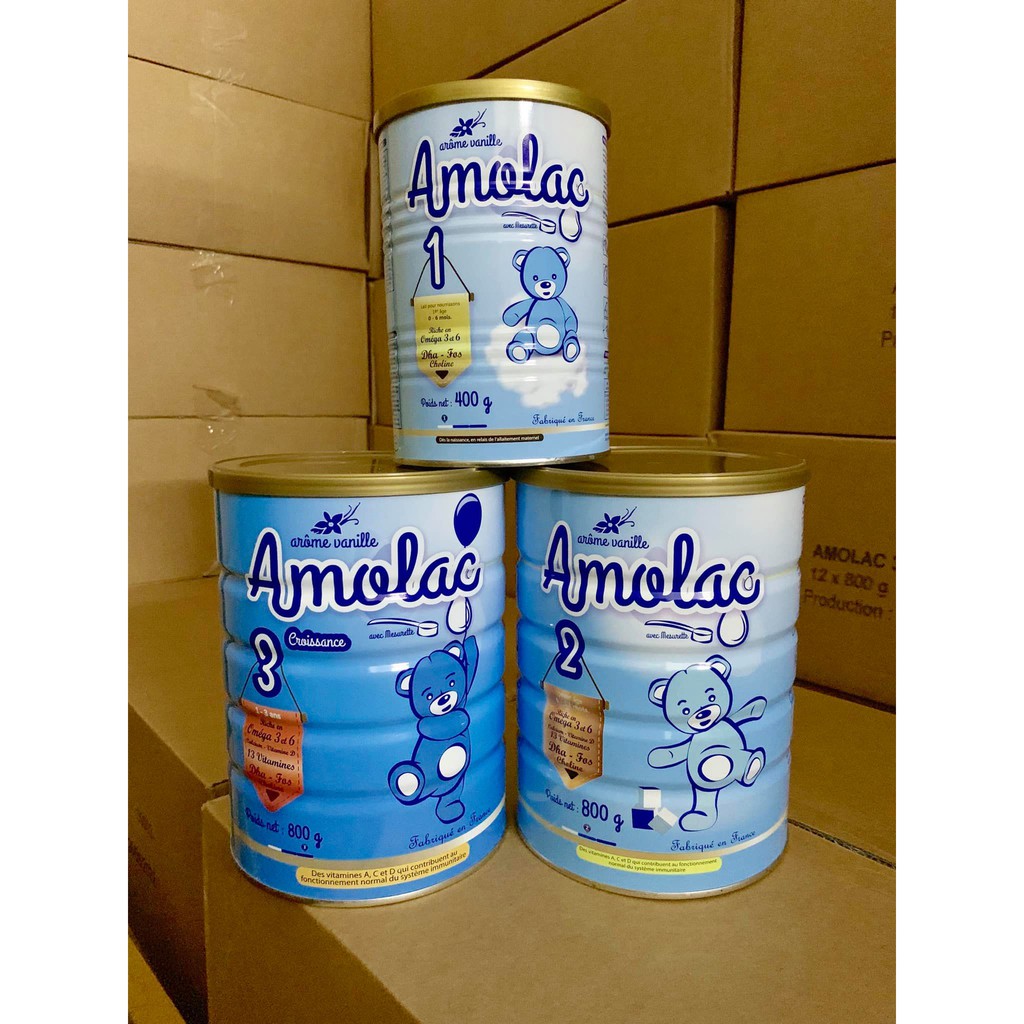 Sữa Amolac 1,2,3 400/800g [Nhập khẩu nguyên lon Pháp]