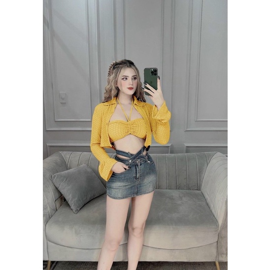 Sét áo xốp tổ ong tay loe