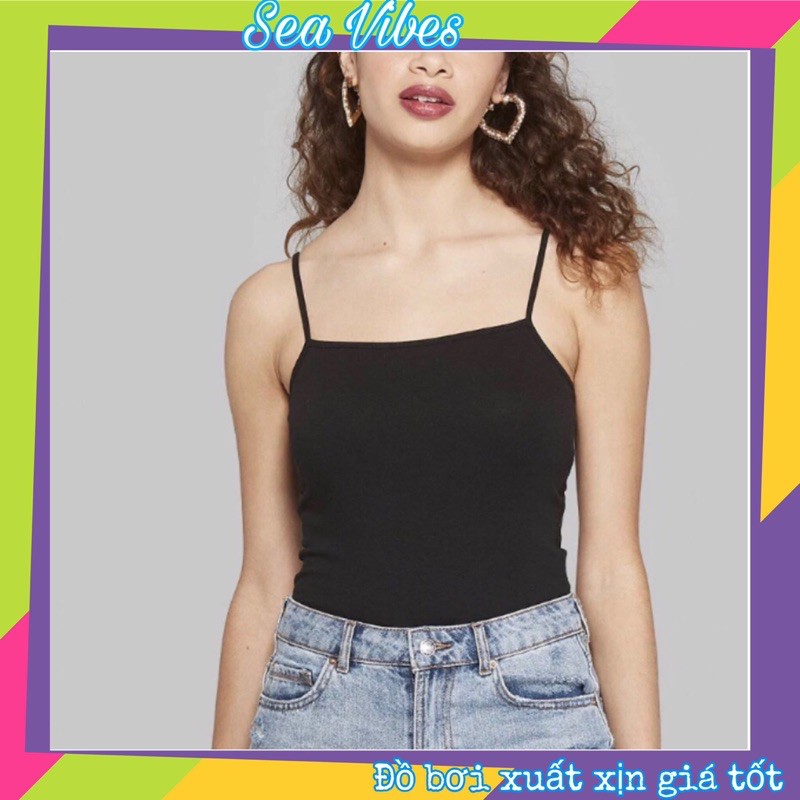 Áo Hai Dây Cotton Co Giãn Đen Trắng Xuất Xịn Hãng Wild Fable