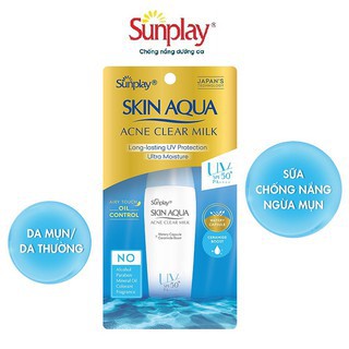 Sữa chống nắng dưỡng da ngừa mụn Sunplay Skin Aqua Acne Clear SPF 50+ PA++++ 25g