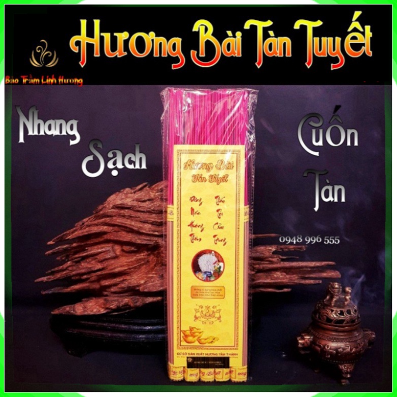 Hương Nhang Cao Cấp - Hương Bài Tàn Tuyết Thơm Tự Nhiên Tàn Trắng Đậu Tàn - Nhang Sạch Tinh Chính Hãng An Toàn Dài 38cm