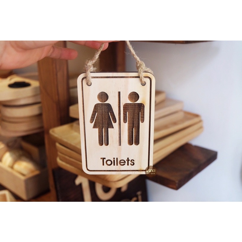 HCM | Bảng treo cửa Toilet/Wc, Bảng gỗ decor biển WC LUXI DECOR HCM