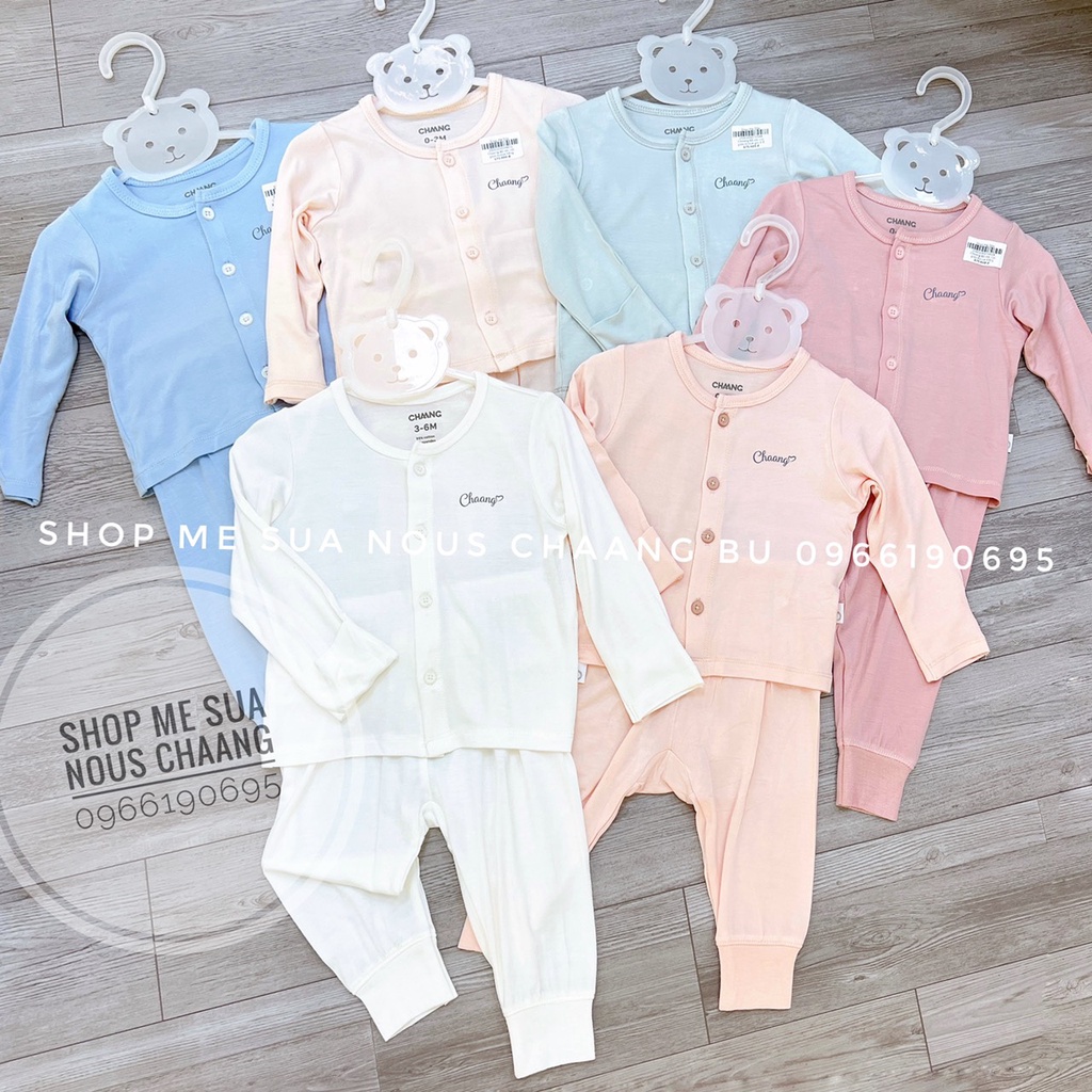 CHAANG Bộ dài cài giữa cho bé sơ sinh chất liệu cotton mềm