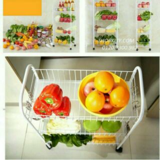 Kệ sắt để đồ 4 tầng có bánh xe